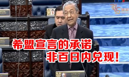 马哈迪：竞选宣言中承诺非百日内兑现！