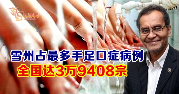 雪州占最多手足口症病例   全国达3万9408宗