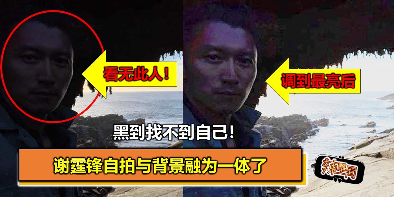 黑到找不到自己！谢霆锋自拍与背景融为一体了