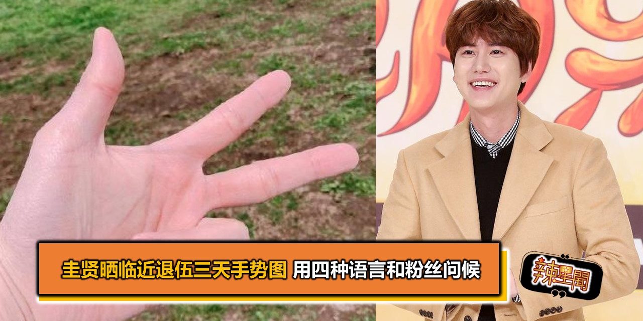 圭贤晒临近退伍三天手势图 用四种语言和粉丝问候