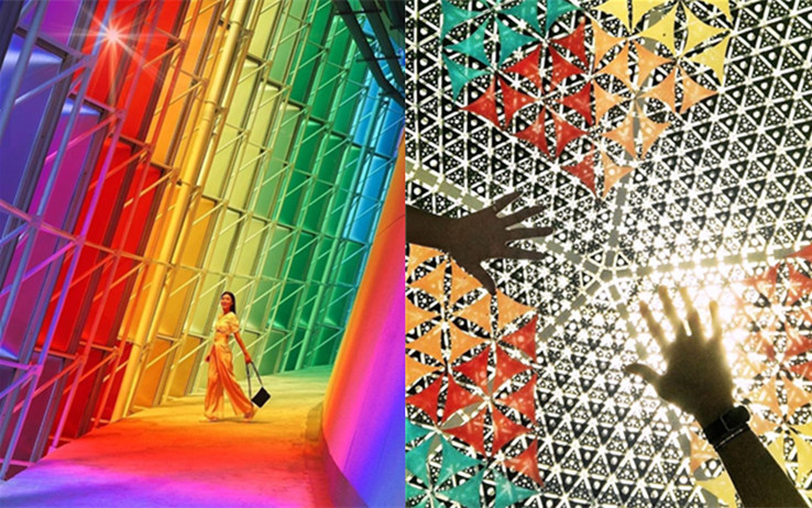 七彩的彩虹光芒！超适合打卡！