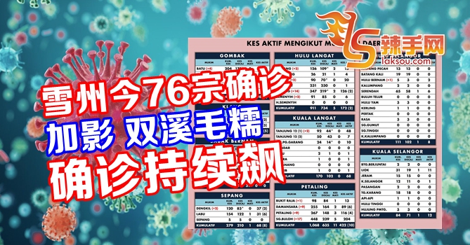 雪州确诊病例双溪毛糯和加影最高