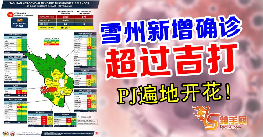 新增确诊 雪州多过吉打！