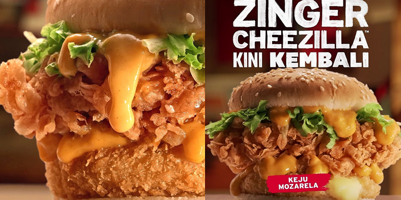肯德基最邪恶汉堡 Zinger Cheezilla 强势回归！