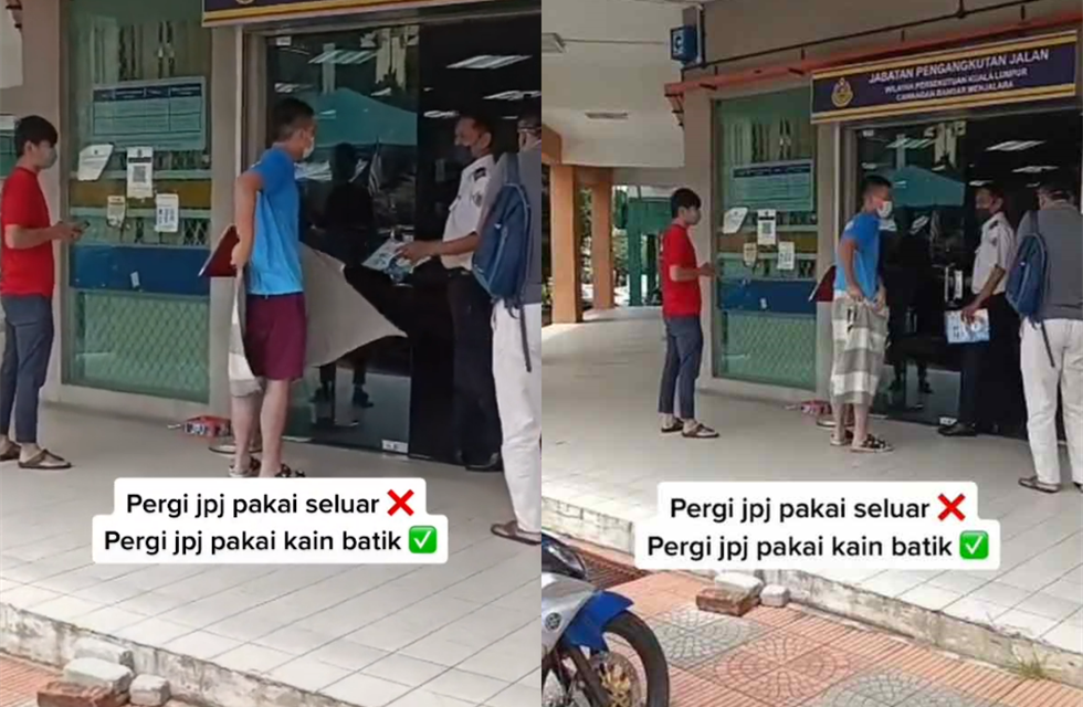 男子穿短裤进 JPJ 被要求围Sarung